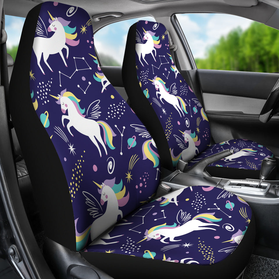 Hand Drawn Cute Unicorn Star Planet  Universal Fit Car Seat Covers