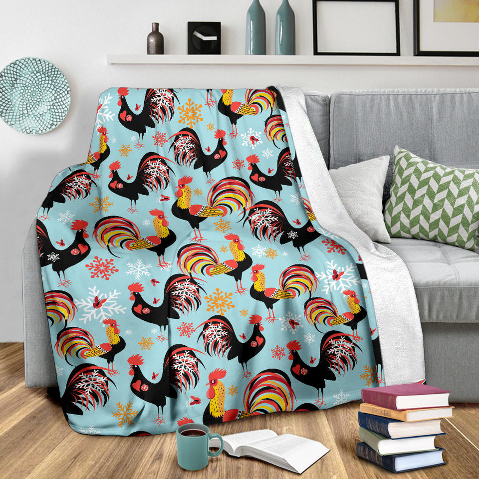 Rooster Chicken Cock Snowfalke Premium Blanket