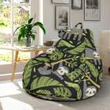 Cute Sloths Tropical Palm Leaves Black Background Bean Bag Cover