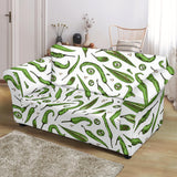 Hand Drawn Sketch Style Green Chili Peppers Pattern Loveseat Couch Slipcover