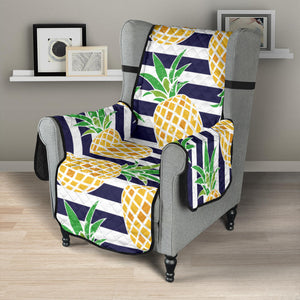 Pineapples pattern striped background Chair Cover Protector