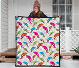 Colorful Chameleon Lizard Pattern Premium Quilt.