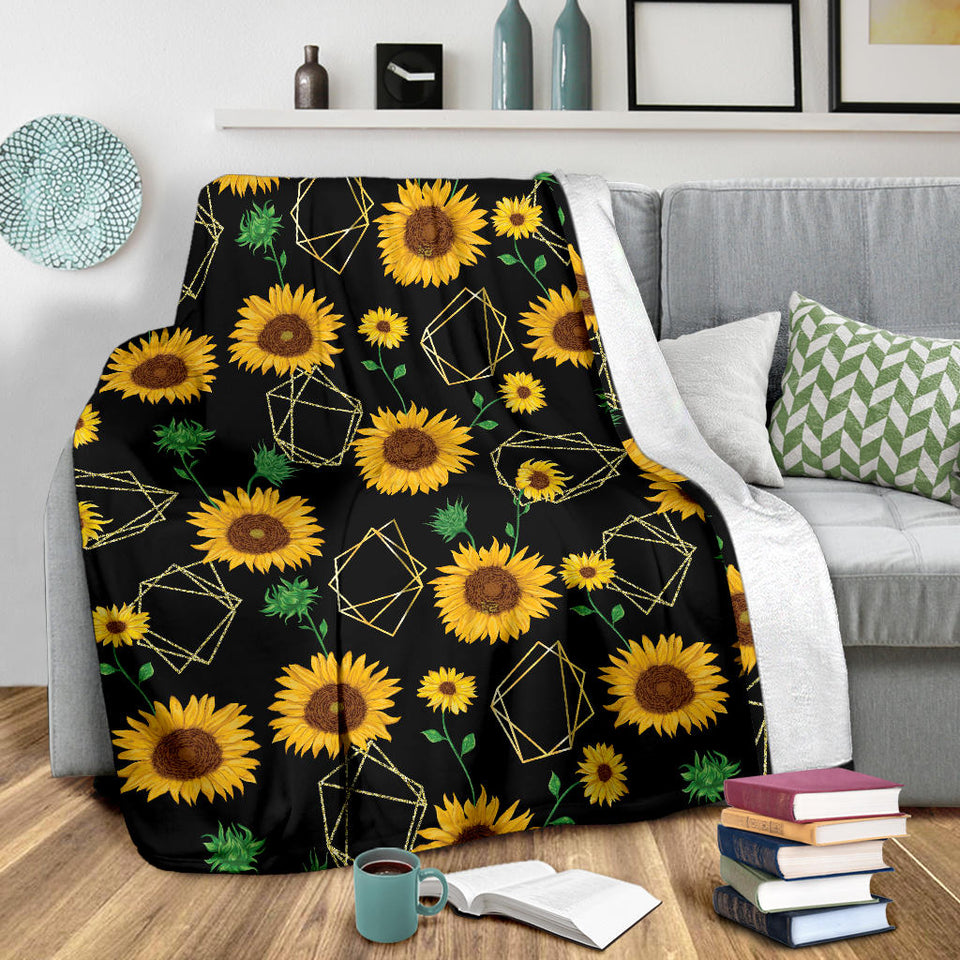 Sunflower Golden Polygonal Shapes Premium Blanket