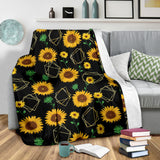 Sunflower Golden Polygonal Shapes Premium Blanket