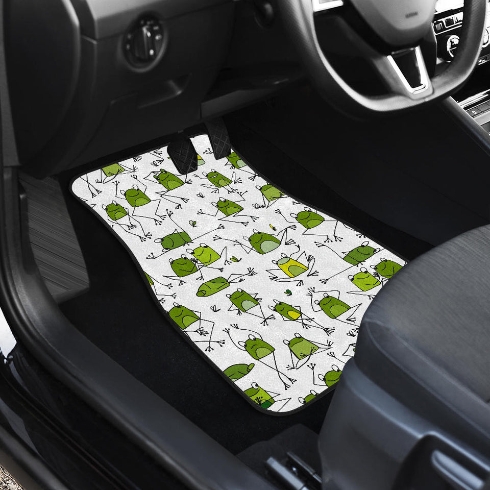 Sketch Funny Frog Pattern Front And Back Car Mats