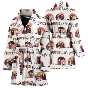 Camper Van Pattern Print Design 01 Women's Bathrobe