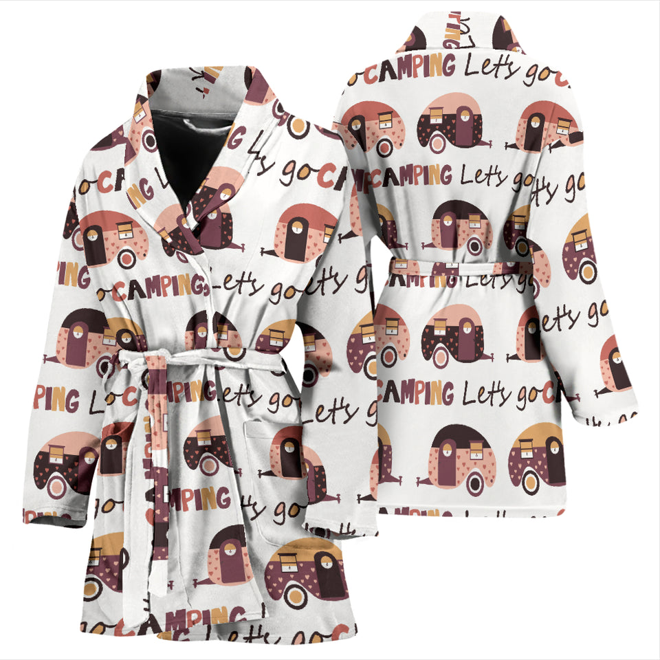 Camper Van Pattern Print Design 01 Women's Bathrobe