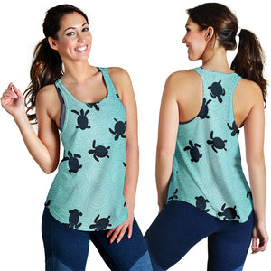 Sea turtle with blue ocean backgroud Women Racerback Tank Top