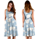 Cute Polar Bears Christmas Decoration Pattern Sleeveless Midi Dress