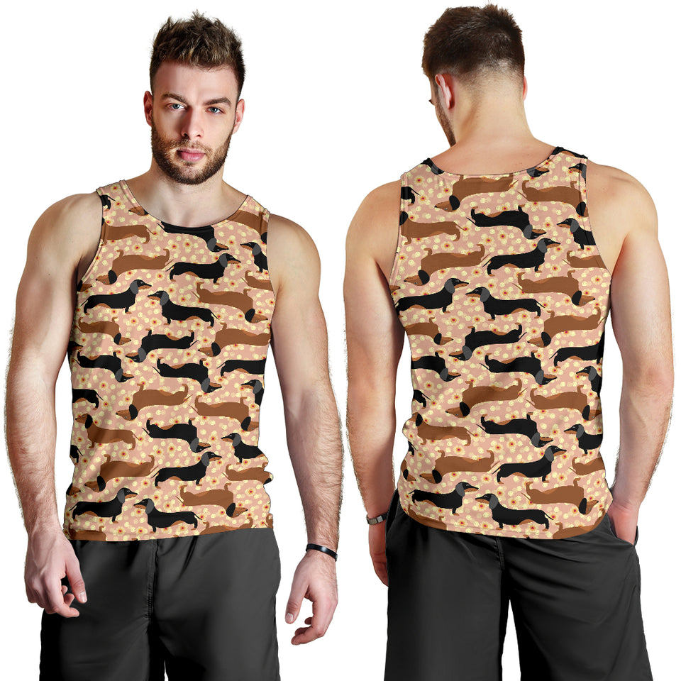 Dachshund floral background Men Tank Top