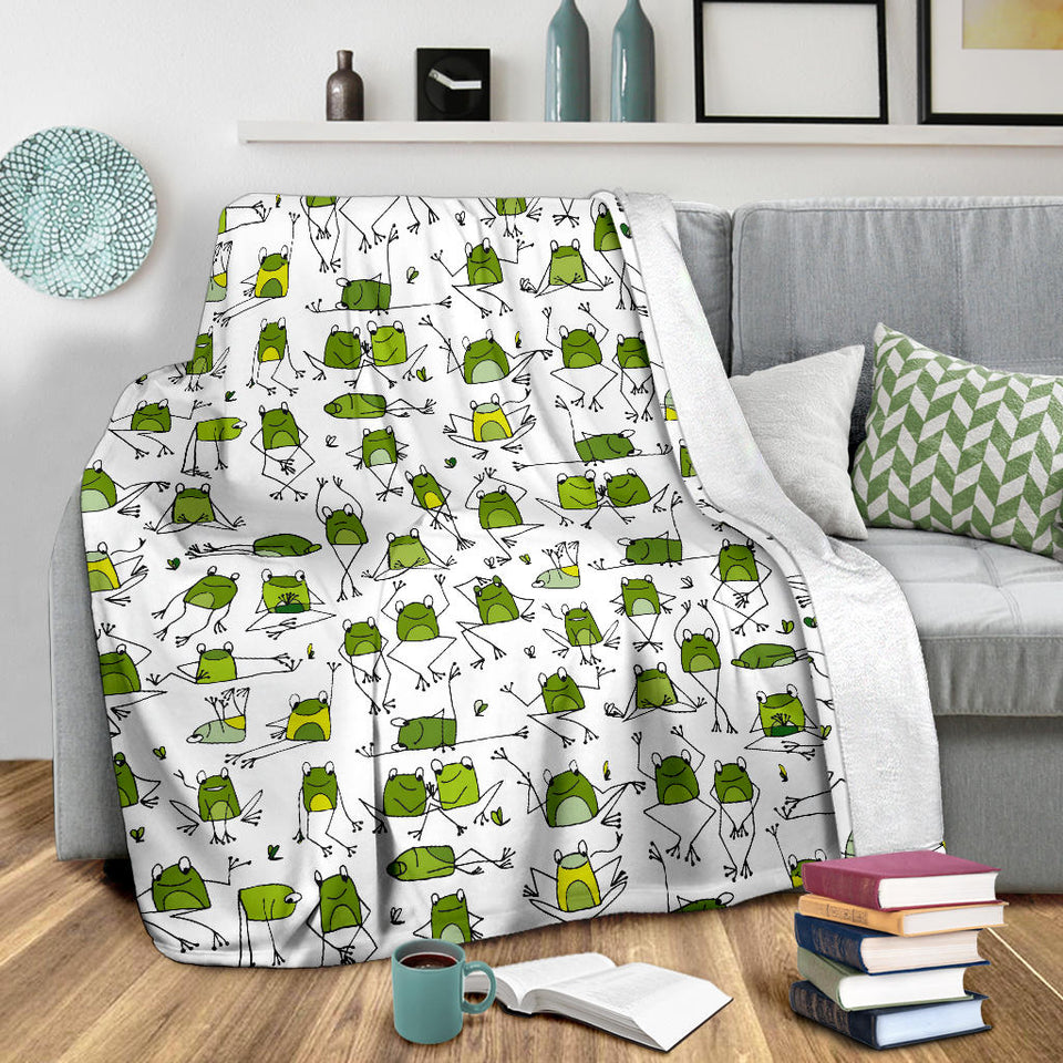Sketch Funny Frog Pattern Premium Blanket