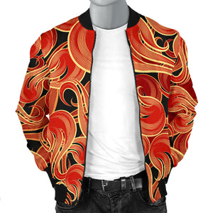 Fire Flame Pattern Men'S Bomber Jacket