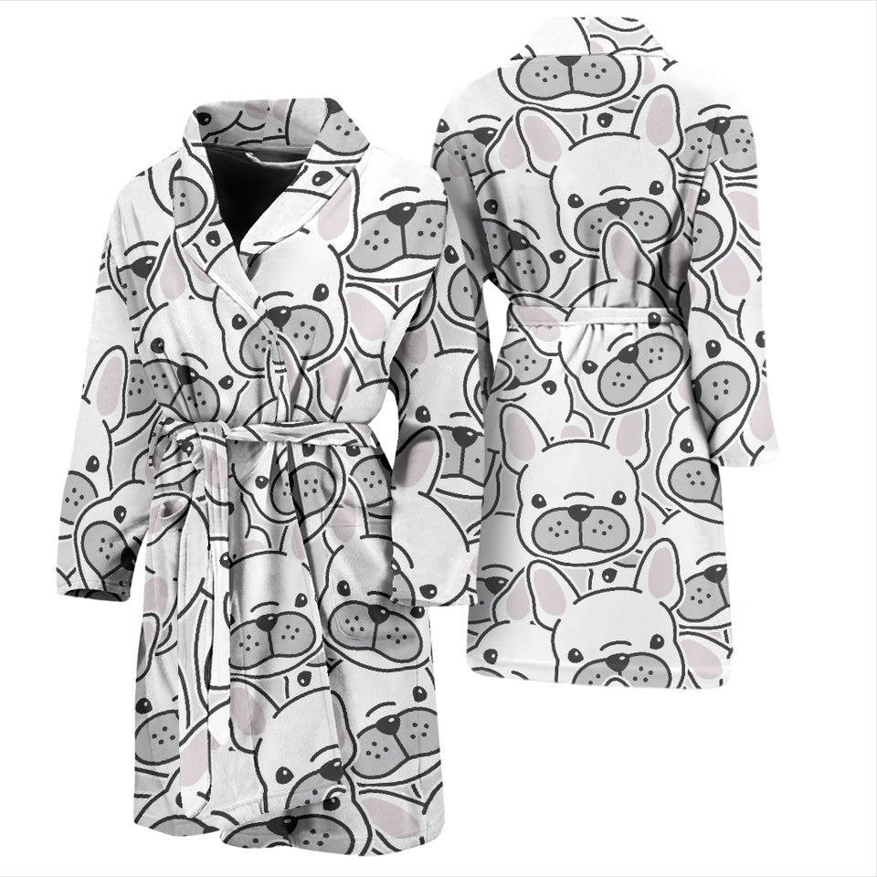 Cute French Bulldog Head Pattern Men'S Bathrobe