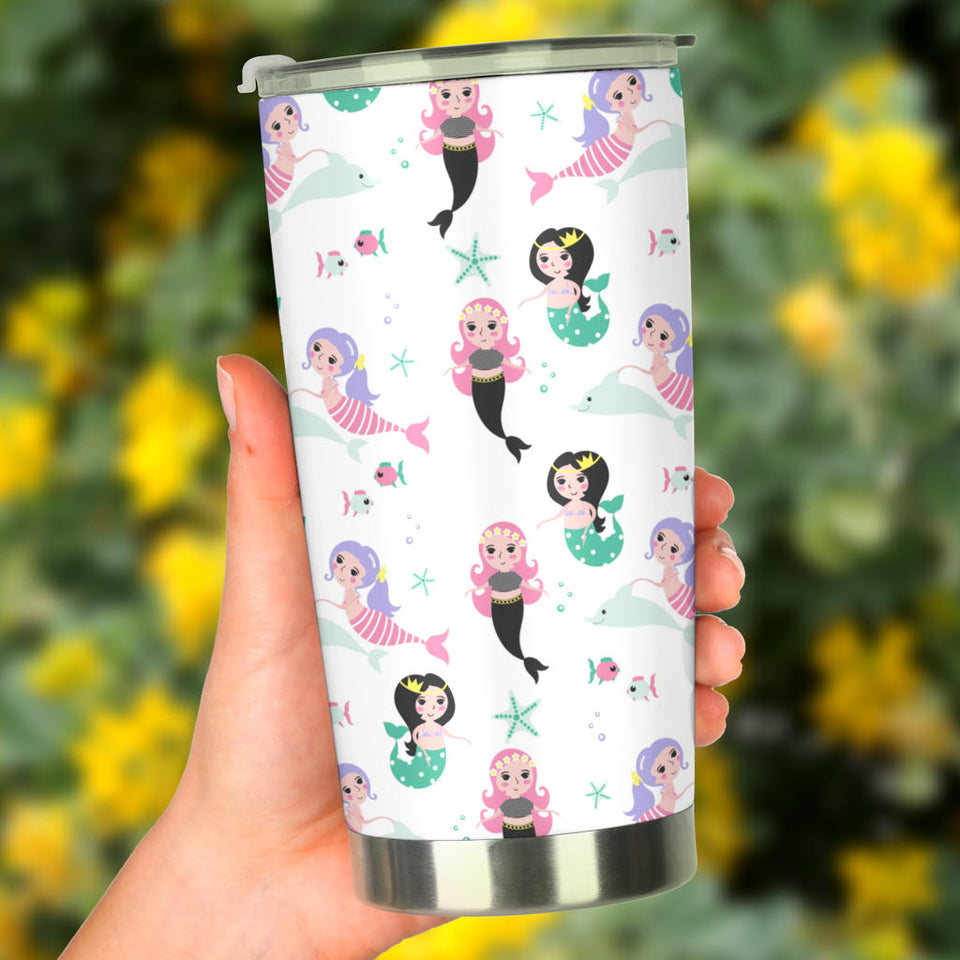 Cute Mermaid Dolphin Fish Starfish Pattern Tumbler