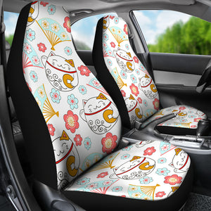 Maneki Neko Lucky Cat Fan Sakura Universal Fit Car Seat Covers