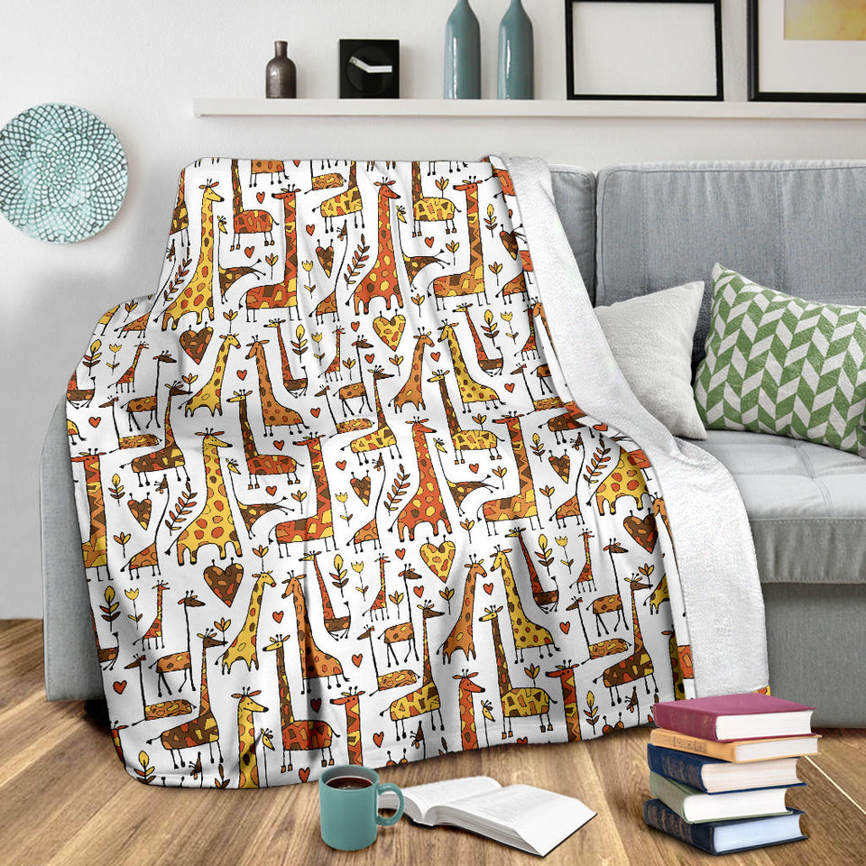 Giraffe Pattern Print Design 04 Premium Blanket