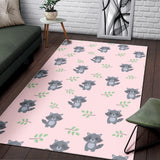 Cute Raccoons Leaves Pattern Area Rug