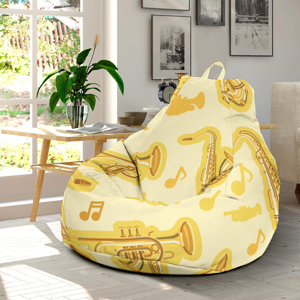 Saxophone Cornet Pattern Yellow Background Bean Bag Cover