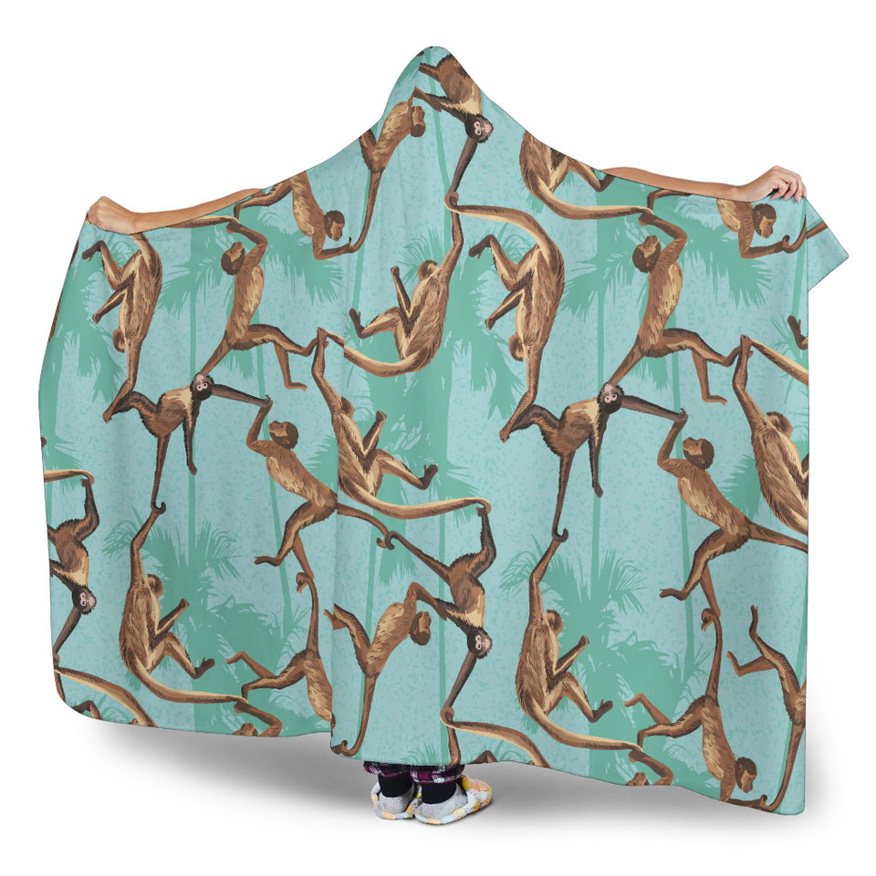 Monkey Palm Tree Background Hooded Blanket