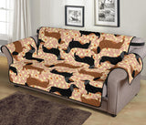Dachshund floral background Sofa Cover Protector