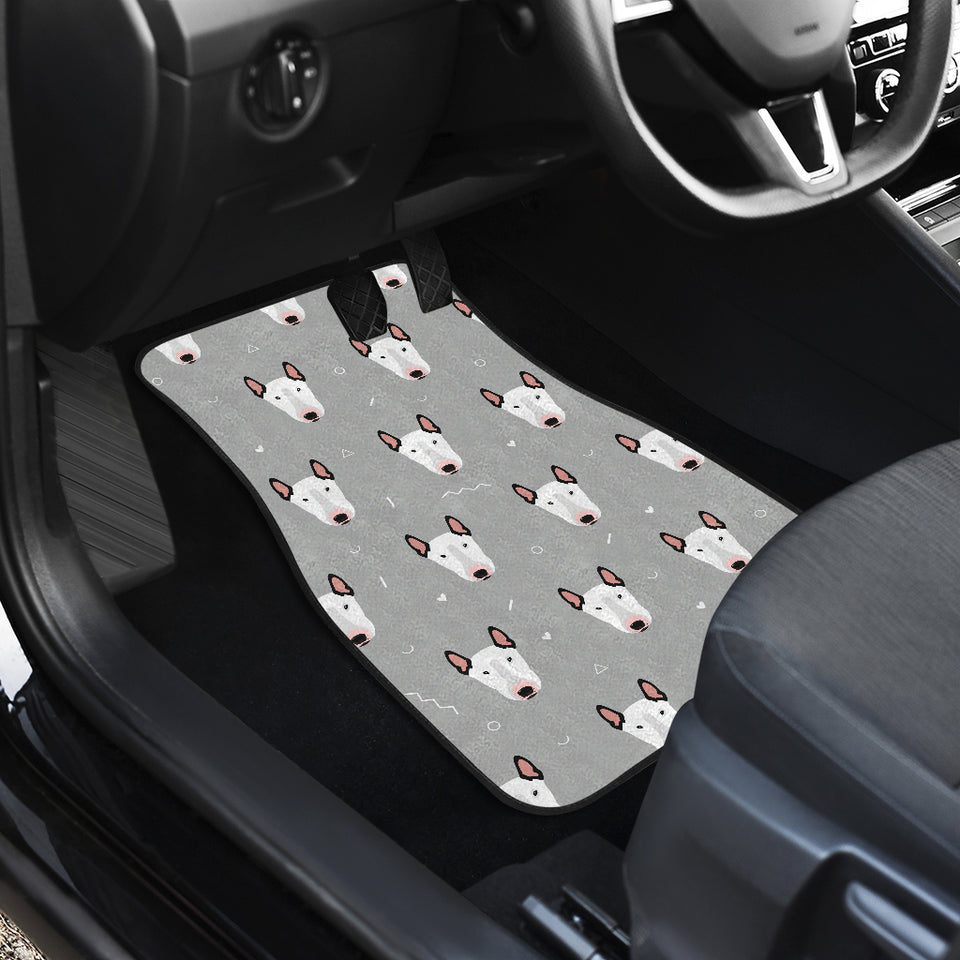 Bull Terrier Pattern Print Design 05 Front and Back Car Mats