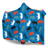 Colorful Rhino Pattern Hooded Blanket