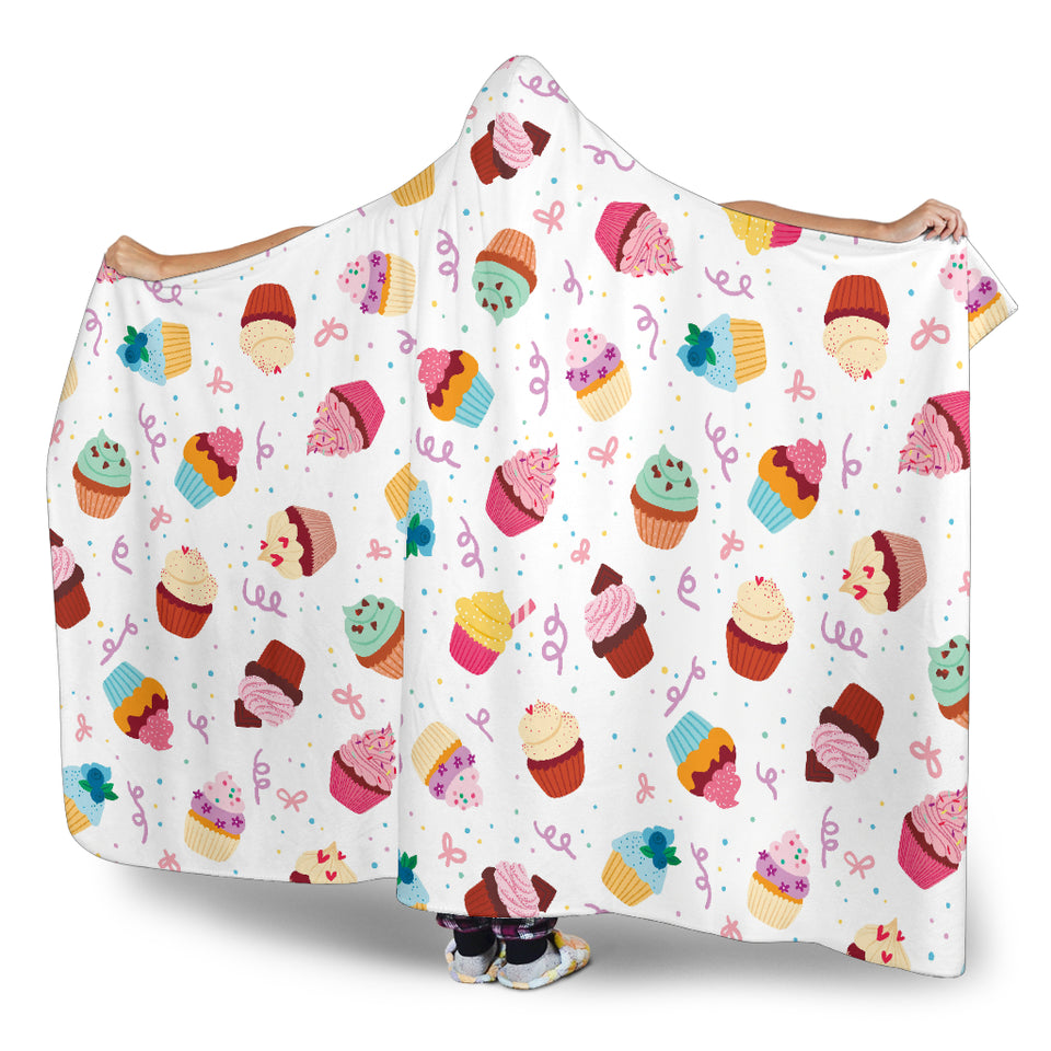 Cake Cupcake Design Pattern Hooded Blanket