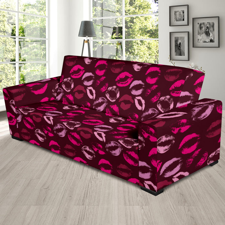 Lips Pattern Print Design 03 Sofa Slipcover