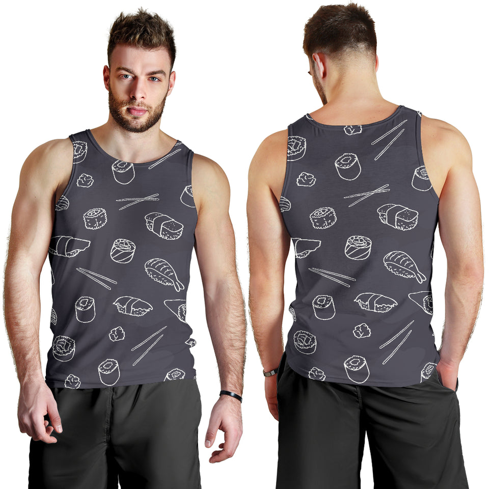 sushi pattern black background Men Tank Top