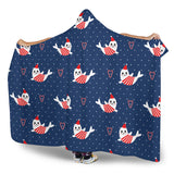 Cute Sea Lion Seal Christmas Hat Candy Cane Heart Pattern Hooded Blanket