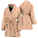 Engine Piston Cream Background Pattern Print Design 04 Women's Bathrobe