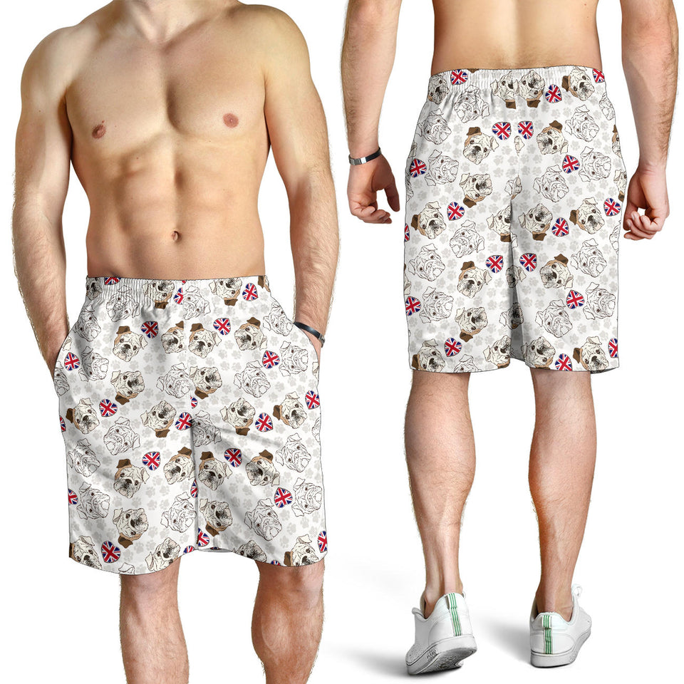 English Bulldog Pattern Print Design 01 Men Shorts