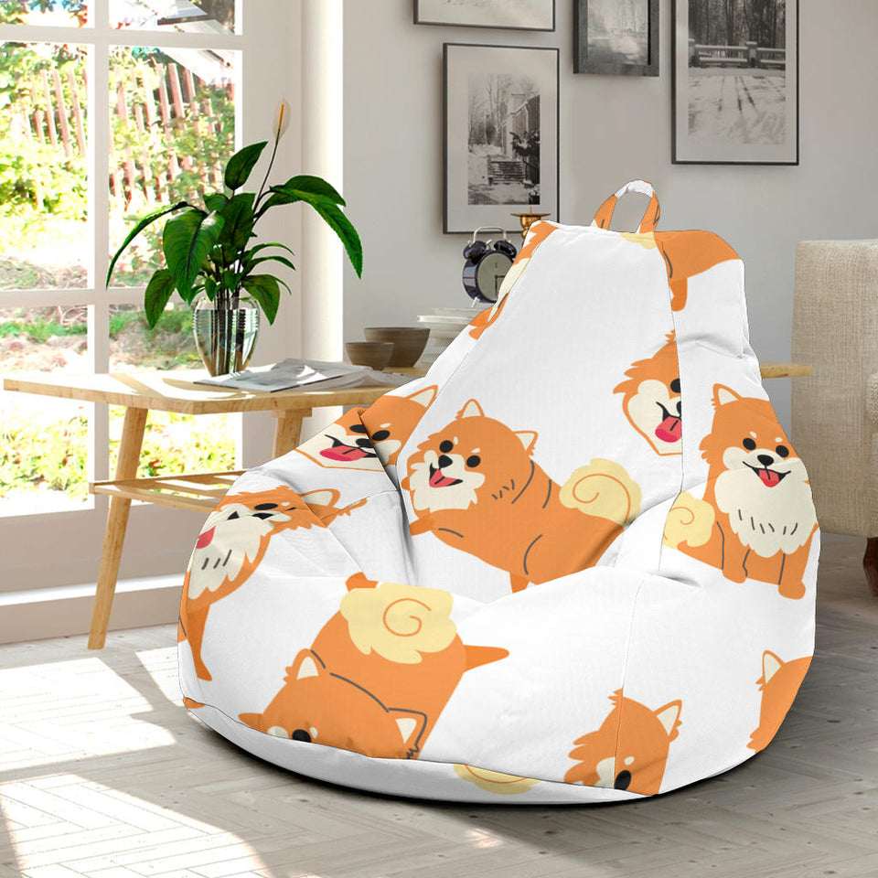 Brown Pomeranian Pattern Bean Bag Cover
