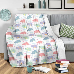 Hippopotamus Pattern Print Design 03 Premium Blanket