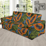 Colorful Papaya Tropical Leaves Sofa Slipcover