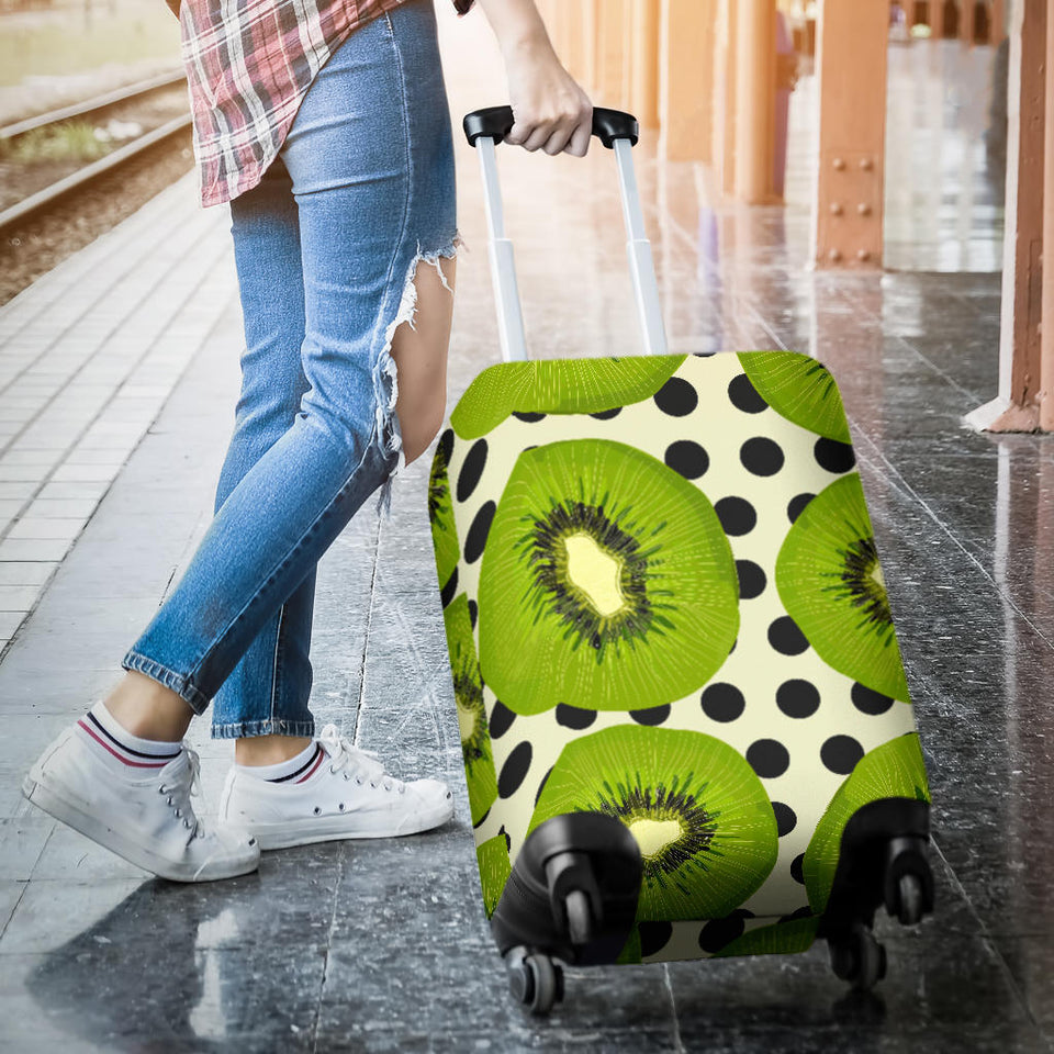 Kiwi Black Dot Background Luggage Covers