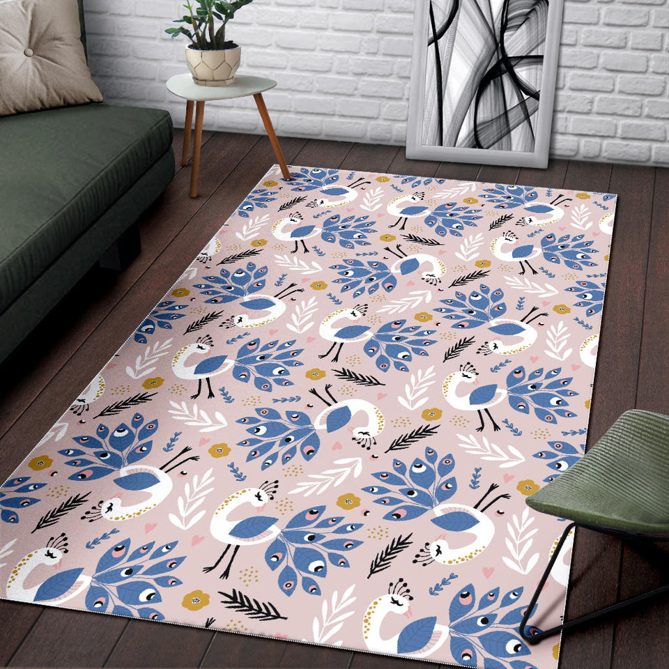 Cute Peacock Pattern Area Rug