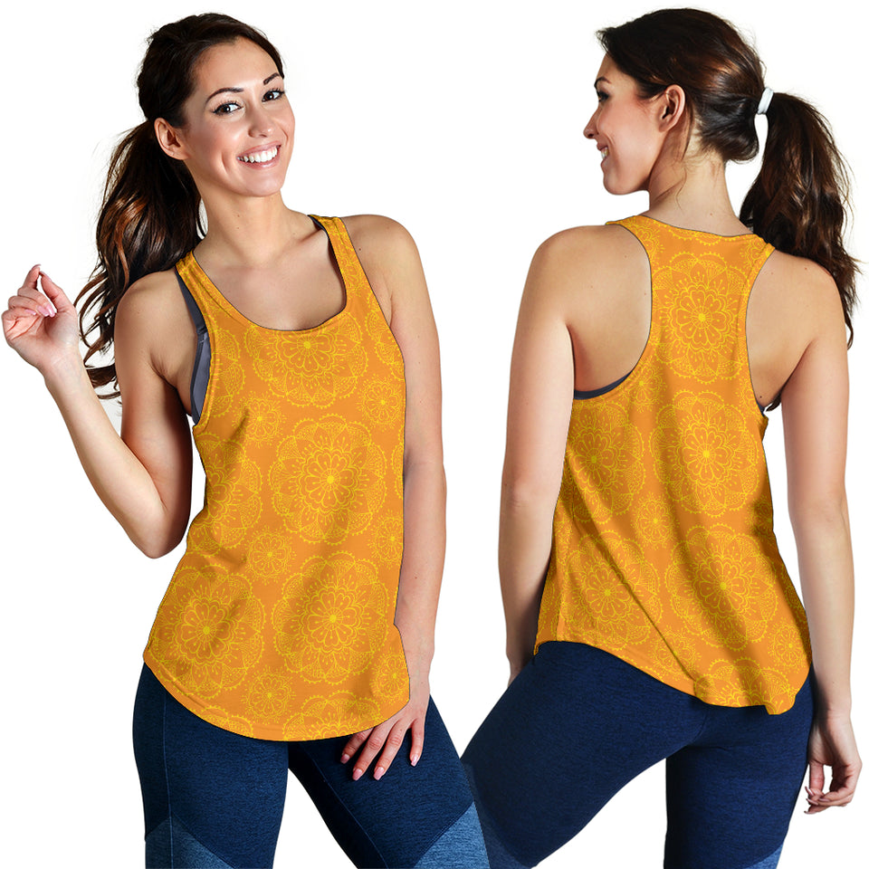 Orange traditional indian element pattern Women Racerback Tank Top