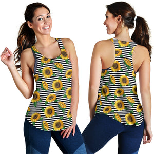 sunflowers ribbon background Women Racerback Tank Top