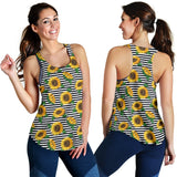 sunflowers ribbon background Women Racerback Tank Top
