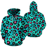 Green Leopard Skin Print Pattern Zip Up Hoodie