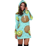 Kiwi Blue Background Women'S Hoodie Dress