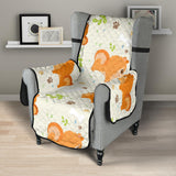 Cute brown pomeranian paw leave bone pattern Chair Cover Protector