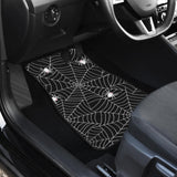 Spider Web Design Pattern Black Background White Cobweb Front And Back Car Mats