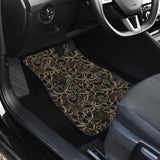 Luxurious Gold Lotus Waterlily Black Background Front Car Mats