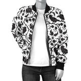 Crow Dark Floral Pattern Women'S Bomber Jacket