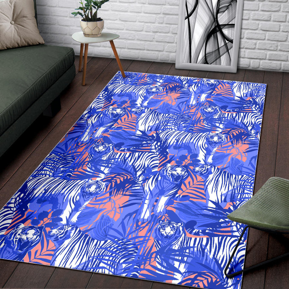 White Bengal Tigers Pattern Area Rug