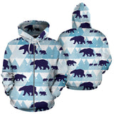 Polar Bear Winter Snow Pattern Zip Up Hoodie
