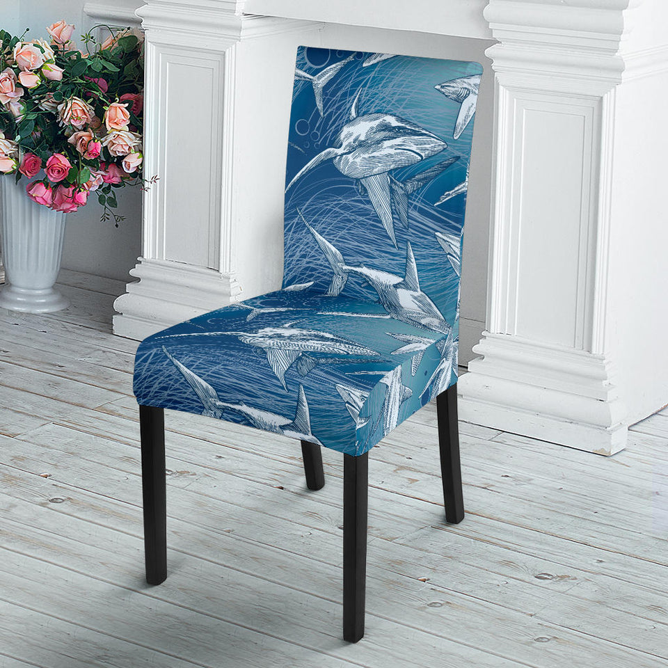 Shark Hand Drawn Dining Chair Slipcover