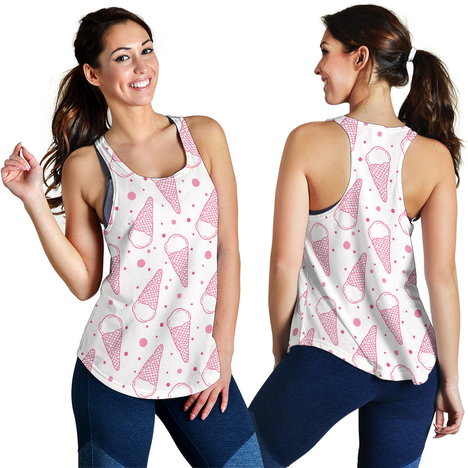 Hand drawn ice cream pattern Women Racerback Tank Top